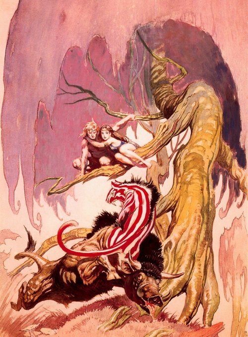 &lsquo;Lost On Venus&rsquo; by Frank Frazetta.Cover art for the 1963 edition of the novel, '