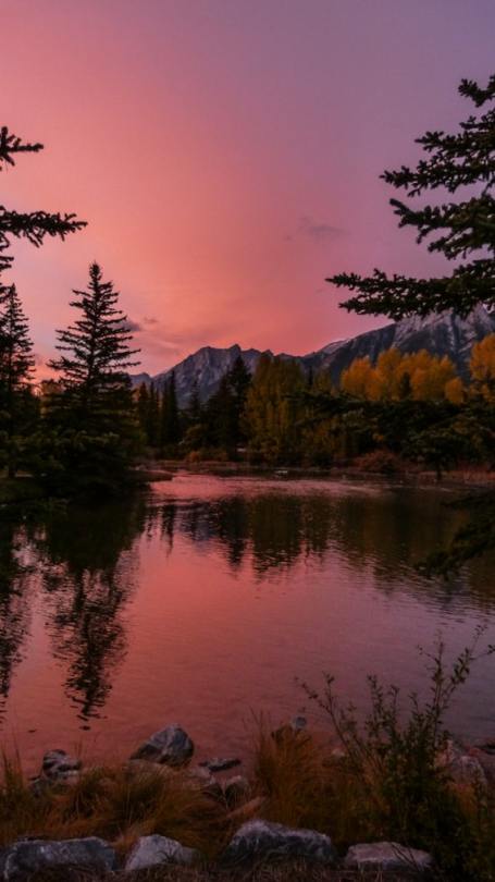 Colorful fall sunset in downtown Canmore by Kym MacKinnon