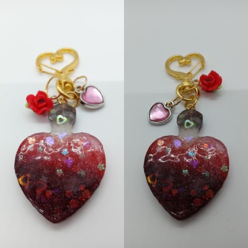 ❤ Red + Pink Heart with Red and Charm ❤ - My most favorite mold shape to use, and the favored colors