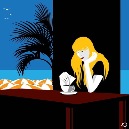 Relaxing #kostispavlou #illustration #digitalillustration #digitalart #woman #coffee #relax #summer 