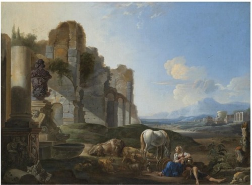 Landscape with a Shepherdess and Ruins, Anton Goubau (1616-1698)