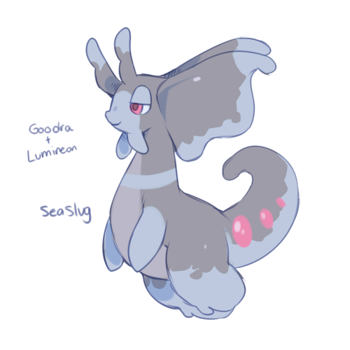 nine-doodles:  I did one of these because these looked fun and yeah I didn’t follow the egg group thing.. Goodra’s structure is slimey and flexible. This makes adaptations from both parents rather easy for its genetics. 