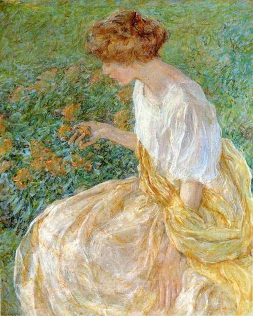 The Yellow Flower (aka The Artist’s Wife in the Garden), Robert Lewis Reid (1862-1929)