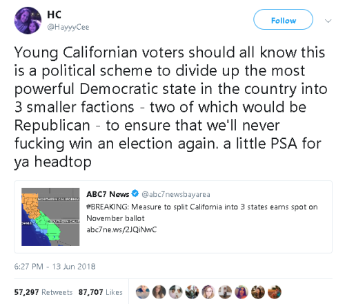 budacub:  queernigga:  gahdamnpunk: Tbh we should get rid of the electoral college  a mess.  alllll of this 👆  This is important for my fellow Californians.