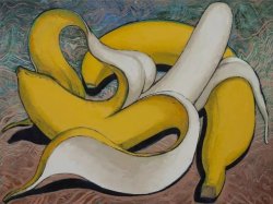 lilithsplace:Banana in Striped Background,