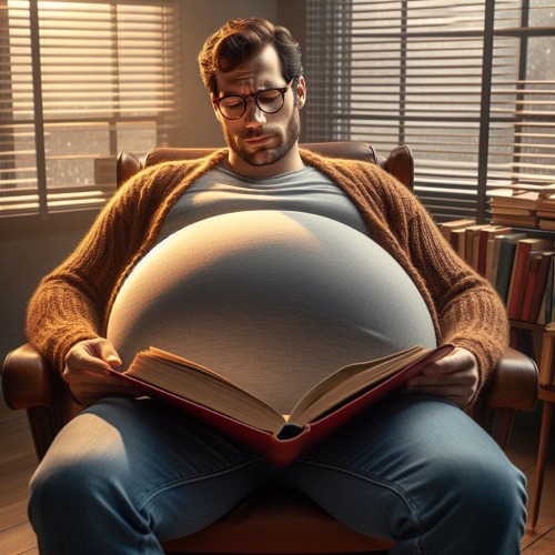 A Heavily Pregnant, Very Out Of Breath With Even Two Steps, Papa Bear Reading To His Cubs In His Belly.