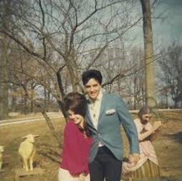 presleyfam:  Elvis and Priscilla with their Nativity scene 