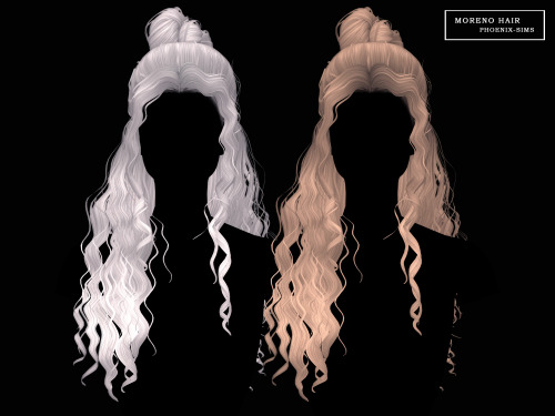 phoenix–sims:MORENO HAIR50 swatches; No mesh needed; HQ mod compatible; Smooth weighting;WALKE