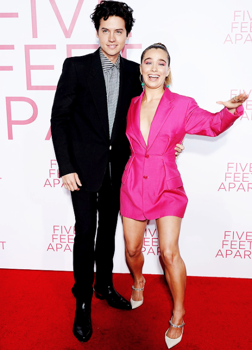 Cole Sprouse and Haley Lu Richardson attend the Five Feet Apart movie premiere in Los Angeles (March