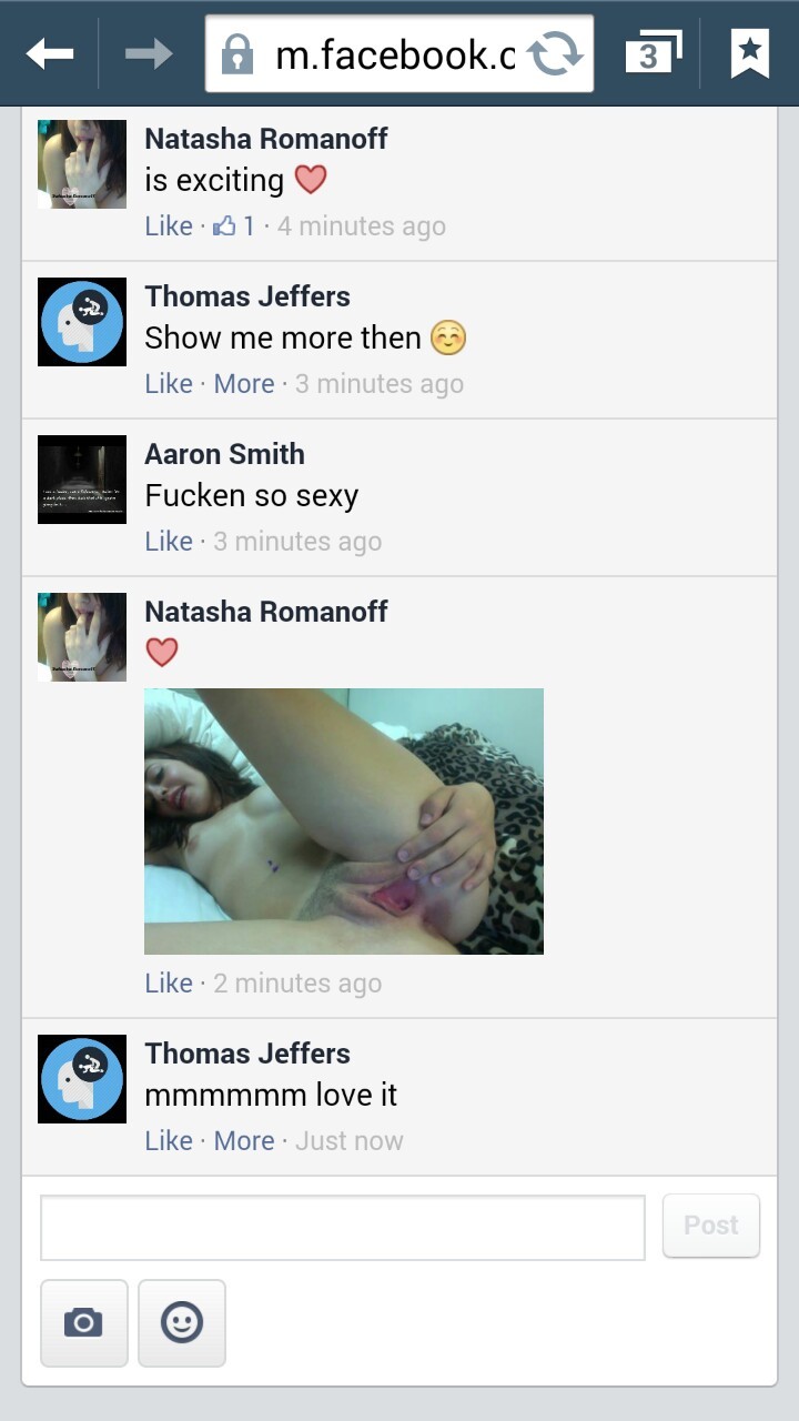stolenpicsonly:  Facebook slut Natasha Romanoff posting slutty naked pics