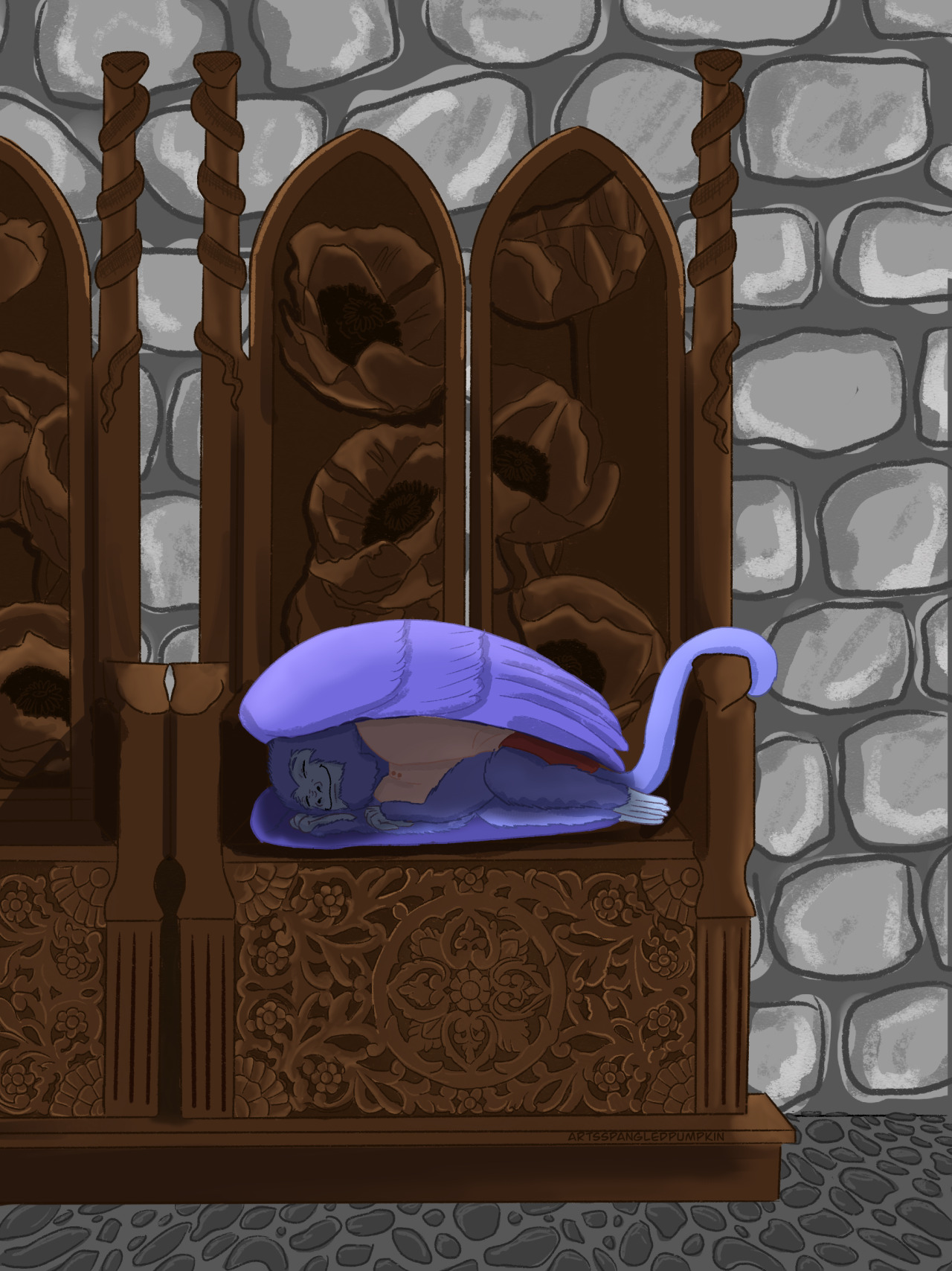 Chistery sleeping in the throne.