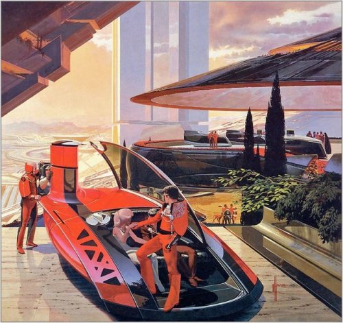 70sscifiart:“I’ve been trying to get rid of wheels since 1963” -Syd Mead