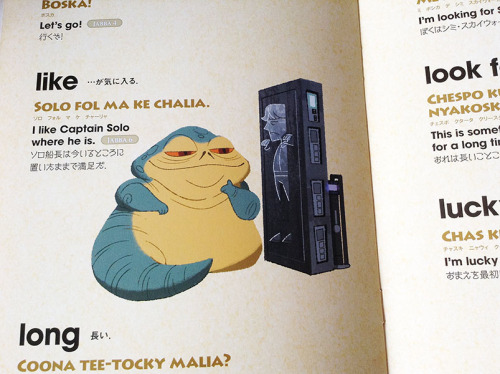 I illustrated in  THE HUTTESE PHRASE BOOK.This official guide to Huttese book is bonus of Star Wars 