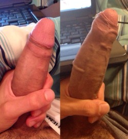 genericdickguy:  Safe to say I’ve grown a little… (both pics taken within a month of each other)
