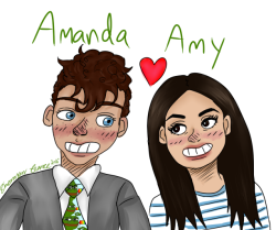sunflower-jas:   Fan Art for one of my favorite YouTube couples. Amanda (AmandasChronicals) and Amy (Amy Ordman). They’re hilarious and adorable :D, you should check out their channels –&gt; Amanda: https://www.youtube.com/user/AmandasChronicles Amy: