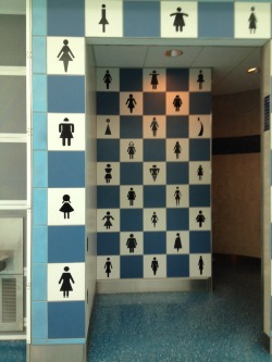    This bathroom in the Jacksonville airport had a bunch of signs of all different shapes of women and I think that’s pretty neat 