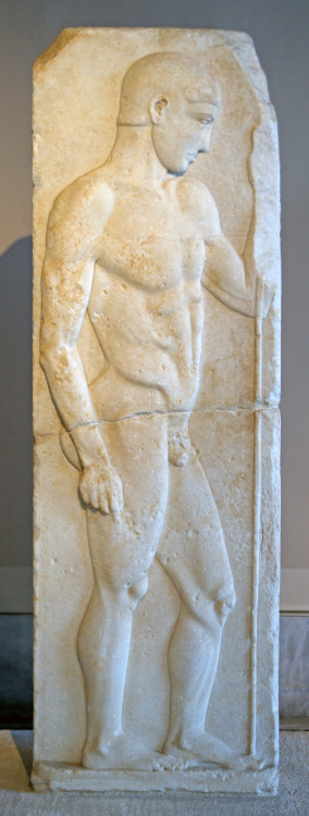 Funerary stele of an athlete.  Artist unknown; ca. 480-450 BCE.  Found on the island of Nisyros, Gre