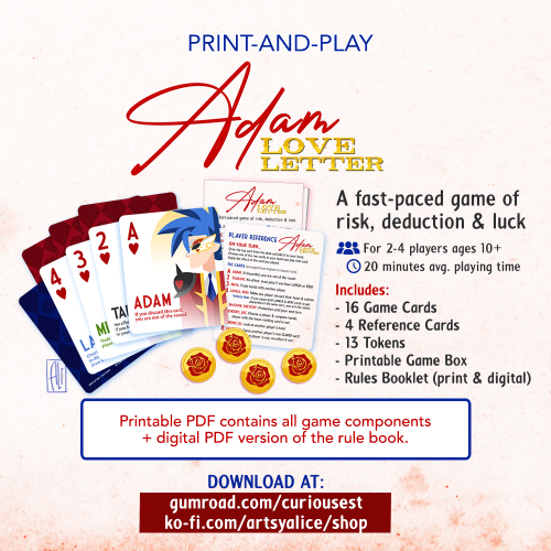 Print-and-Play LOVE LETTER: ADAM  A SK8 the Infinity retheme of a classic card game!Win ADAM&rsquo