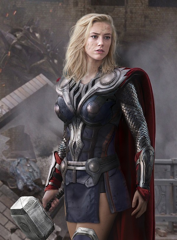 Cosplay of the day: Amber Heard as Thor
Some really impressive photoshoppery by Fanartexhibit
Also, see his sexy lady Captain America