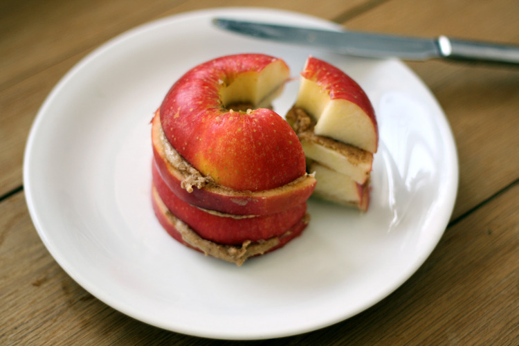 ohhcory:  dailyoats:  Apple with almond butter, delicious little snack before pilates