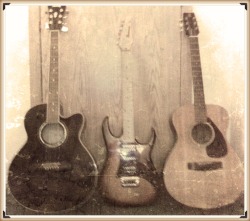 guitar-porn:  That Genuine Old-Timey Feel.“‘73 Yamaha FG-110, ‘93 Ibanez electric, &lsquo;05 Ibanez acoustic. My guitars.” - @stringbender11