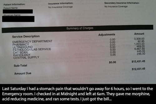 daddybearthings:  daydreamerofyesterday:  misandryad:  edwardspoonhands:  keab42:  cold-neverbotheredmeanyway:  ohitsjustkim:  stammsternenstaub:  kirkwa:  And This Is Why You Shouldn’t Get Sick In America Many believe that the US healthcare system