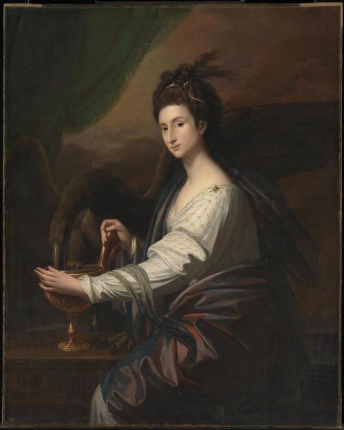 artschoolglasses:Mrs Worrell as Hebe, Benjamin West, 1775-78