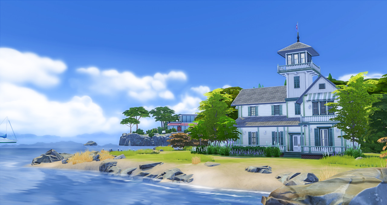 Here is the second house I have built for my remake of the Island off the coast in Windenburg. It is based on a Victorian utilitarian design of a lighthouse found in California. The design translates well to TS4 and looks right at home on the island....