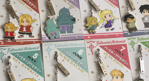 fma-merchandise:↳Fullmetal Alchemist Birthday Accessories charms by Movic.Which character are you?