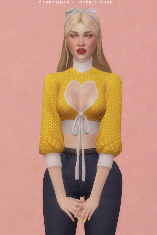 candysims4:LOVER BLOUSE A cute blouse with a heart shaped neckline.TEEN TO ELDERBASE GAME COMPATIBLE