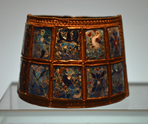 greek-museums:Museum of Byzantine Culture (Thessaloniki):Bracelets with cloissone enamel decoration.