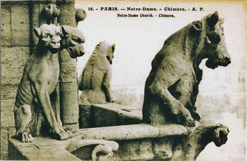 signorformica:Gargoyles-Chimères postcard, Notre-Dame Paris ~ ca.1880-1900Bibliothèque Infernale on 