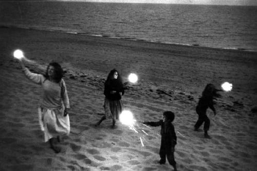 headless-horse:  Untitled (Mary Frank and children with sparklers) - Robert Frank, 1958