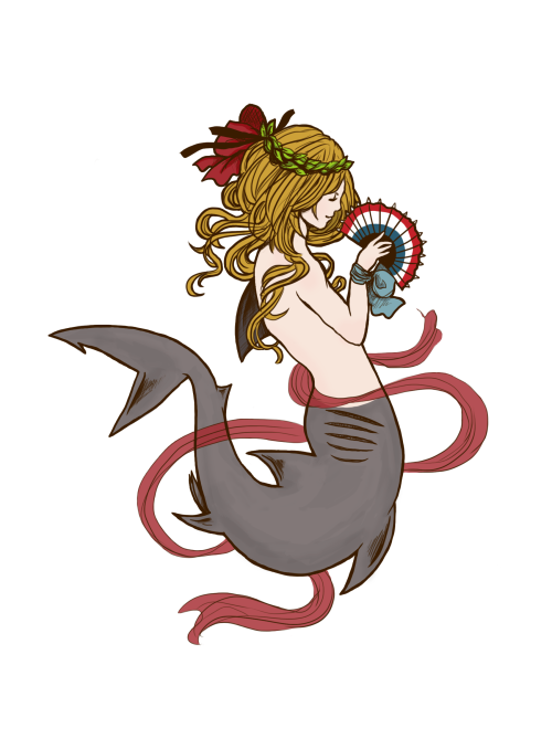 ellevante:mermaidjolras w/ a gift from the cute fan maker from above the water