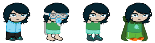 cicutadouglasii:yogstuck sprites ive been doing! captions are the outfit names.part 1 of 2