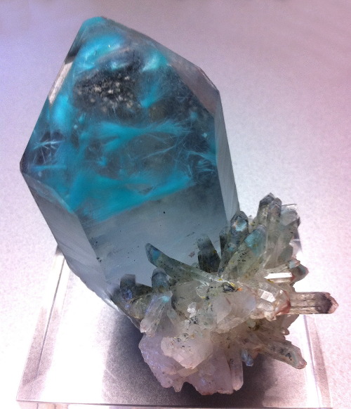bijoux-et-mineraux:  Ajoite in Quartz - Messina District, Limpopo Province, South Africa 