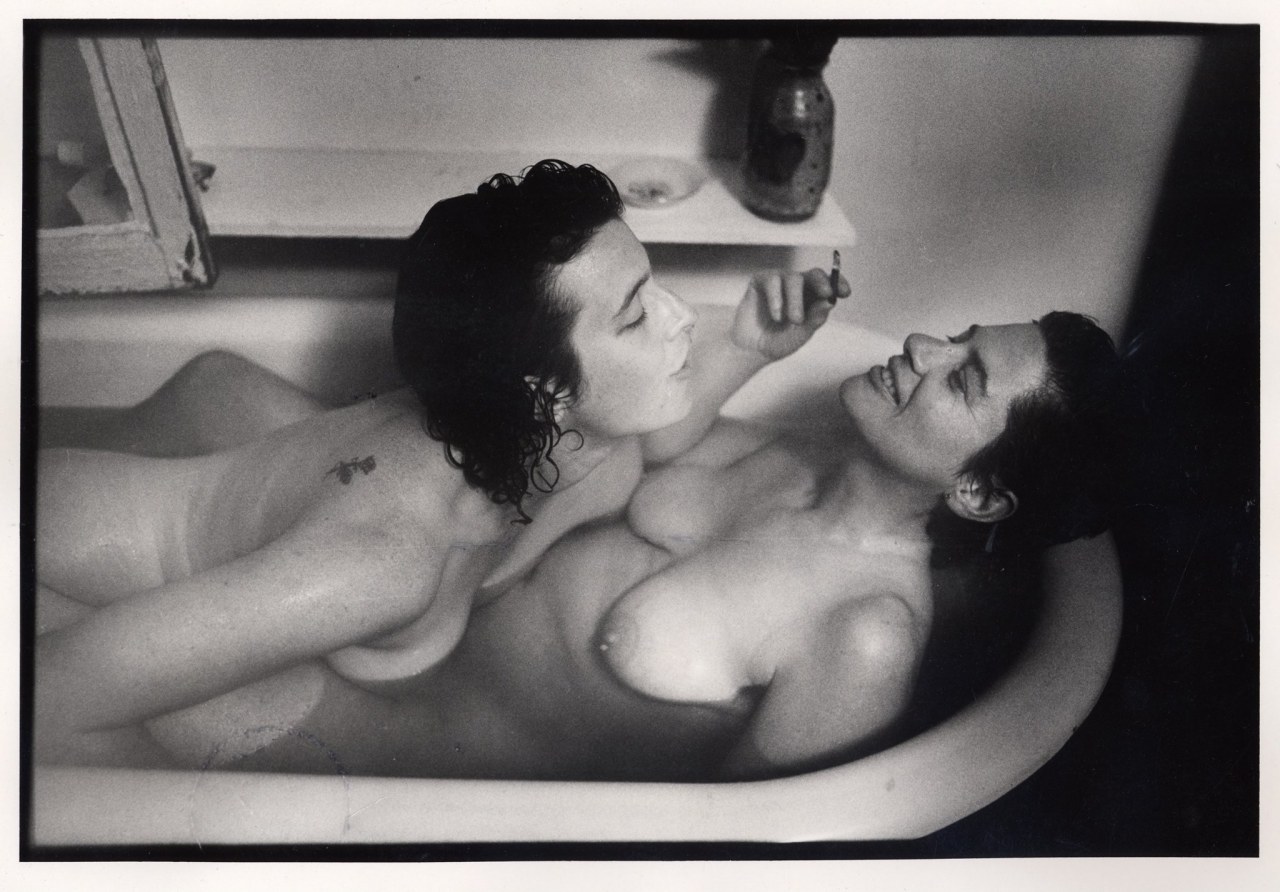 lesbianartandartists: Susie Bright and Honey Lee Cottrell in the bathtub in Cottrell’s