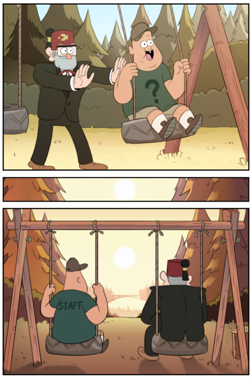 moringmark:“Happy Father’s Day, Mr. Pines.”“Yeah, yeah, now get back to work.”