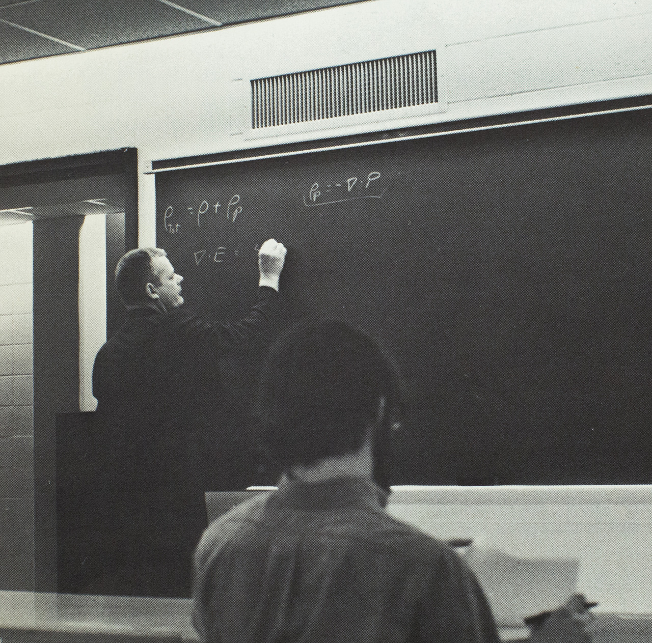 Image for <p><b>Retro Cool: </b>According to the alumni magazine, the first words spoken in a formal class in the newly completed Science Mathematics Center in Feb 1971, were by Wayne Green, professor of physics: &ldquo;As you remember, we said Friday that pi was equal to&hellip;&rdquo;</p>