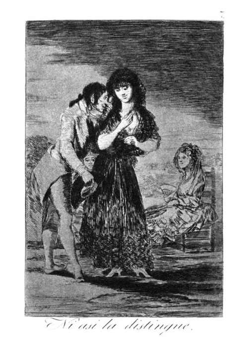 Even so he cannot make her out, 1799, Francisco José de Goya y LucientesMedium: aquatint,etch