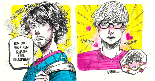 gyrhs: Mini comic for the @merlin-fic-server Mini challenge: Glasses!Arthur. It’s supossed to 