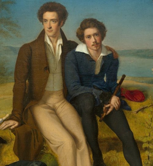 beyond-the-pale: “Friendship Picture” of two unidentified young men by the German painter Theodor Hildebrandt (1807-74)  Alan Hollinghurst 