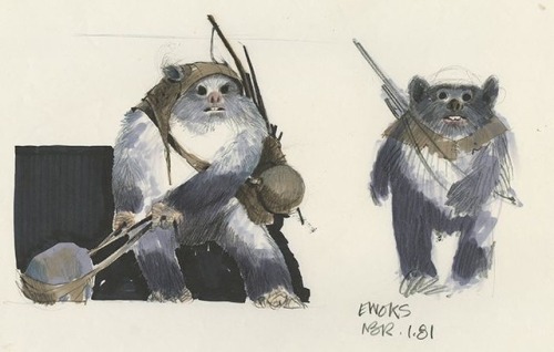 weirdlandtv:Ewok designs by Nilo Rodis-Jamero and Joe Johnston for Return of the Jedi (1983).