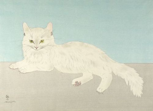 tsuguharu-foujita:White Cat, Tsuguharu Foujita