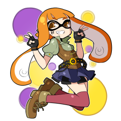 【スプラトゥーンのイカ娘ちゃんにおしゃれさせようその②】 ちょっとスチパンっぽく。 #スプラトゥーン 　#Splatoon pic.twitter.com/ZMJEl23OsO— A*P (@Yajirushi_AP) 2015, 6月 18  cutie! &lt;3