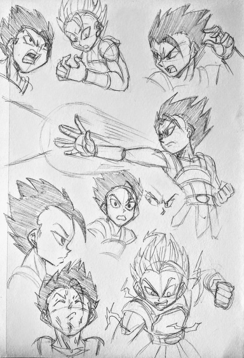 Some practice sketches of this precious saiyan man.