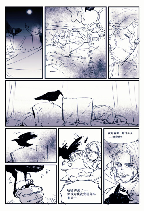 一个小漫画.Khadgar想念Lothar.变成乌鸦去看他.然后被发现啦~