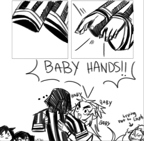 suja-janee:Obanai “BABY HANDS” Iguro I forgot this part but, every month or so, Obanai likes to chec