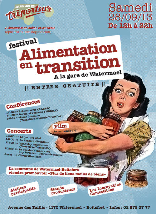 Les incroyables comestibles seront au Festival Alimentation, organisé par le Relais du Triporteur.
On fêtera les un ans du Relais, autour de conférences, concerts, ateliers, etc.
L'occasion de se rencontrer et de partager.