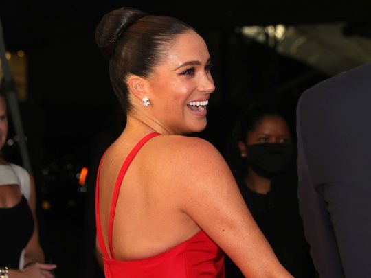 Meghan Markle Just Wore a Plunging Gown With a Thigh-High Slit on the Red Carpet